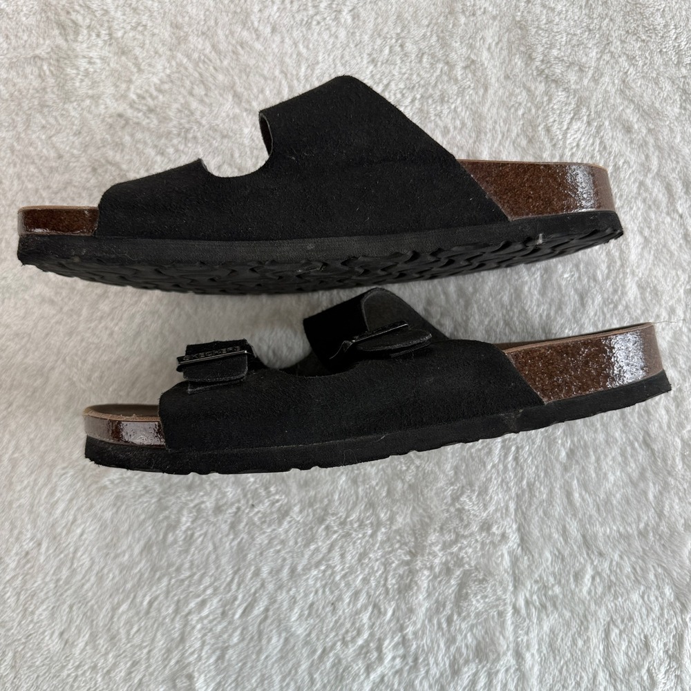 Skechers Luxe Foam Double Strap Slide Sandals Womens Size 6 Black Buckle Casual - Picture 5 of 15